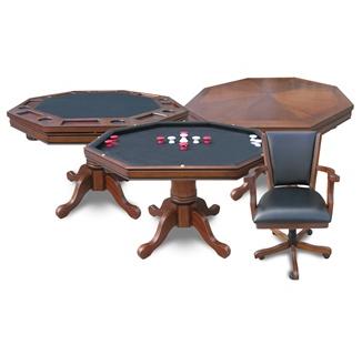 Walnut 3-in-1 Poker Table w/4 chairs