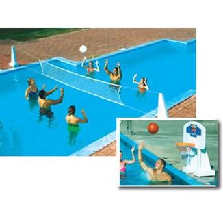 NEW Pool Jam In Ground Valleyball/Basketball Net Combo 